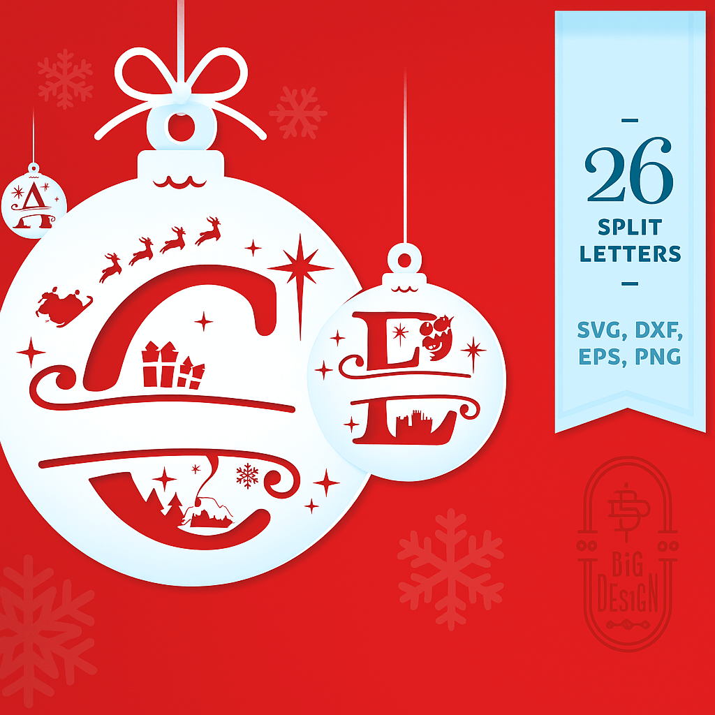 🎅Christmas Ornament Monogram SVG Alphabet