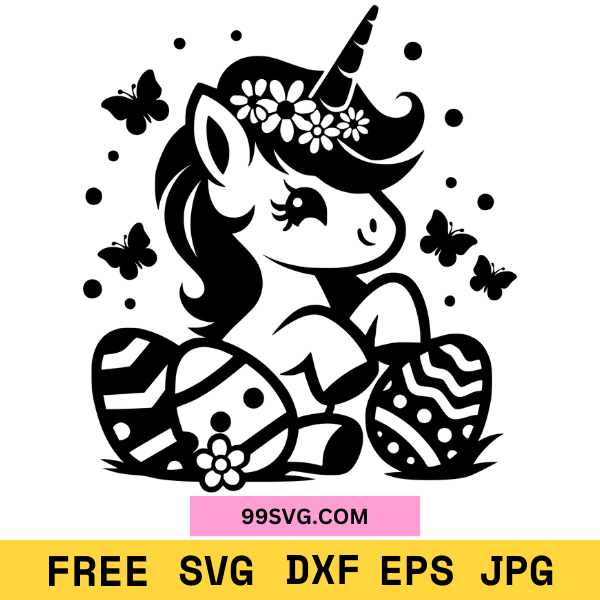 Easter Unicorn SVG Kids Easter SVG Files for Cricut & Silhouette - 99SVG