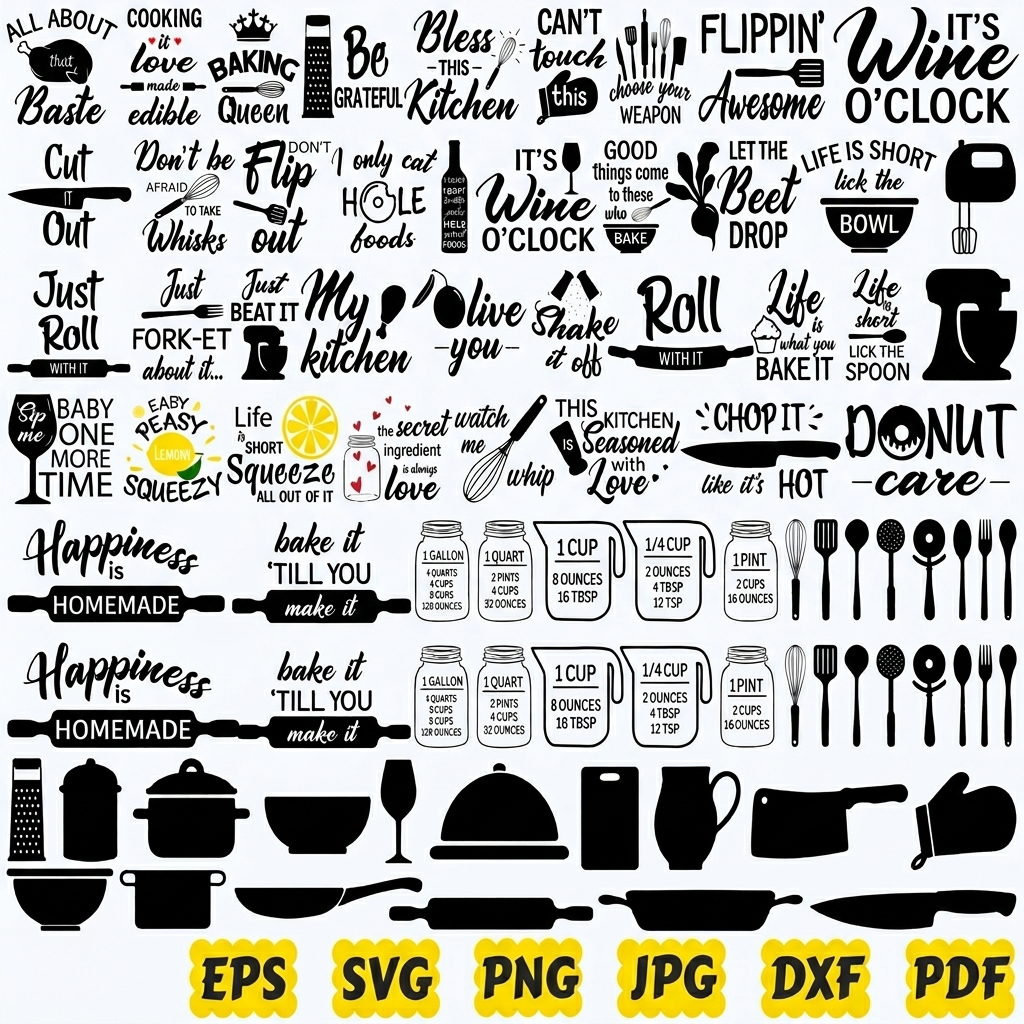 Kitchen Baking Cooking SVG for Cricut