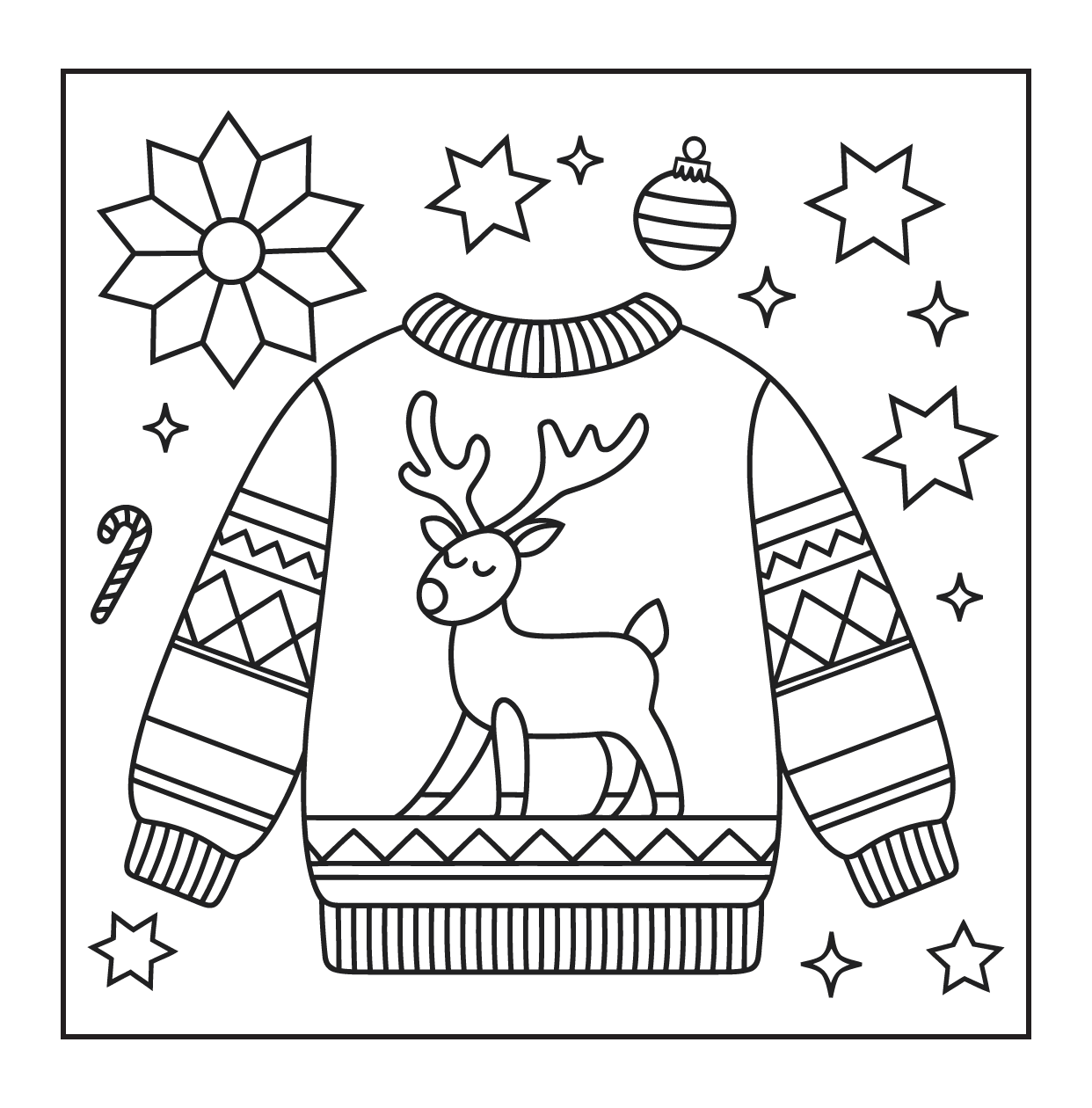 Christmas Sweater Coloring Page - 99SVG