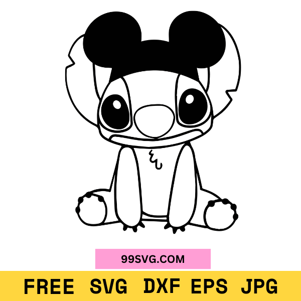 Free Stitch with Mouse Hat SVG for Cricut , Silhouette - 99SVG
