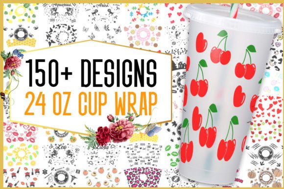 150+ Starbucks 24 Oz Cup Wrap SVG Bundle - Includes PNG and DXF Files for Cutting Machines