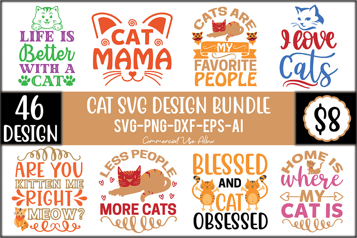 Cat Lover SVG Bundle – 46 Cute Designs for Cricut & Silhouette