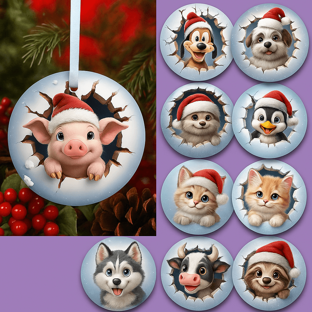 🎄 Baby Animal 3D Christmas Ornament Bundle