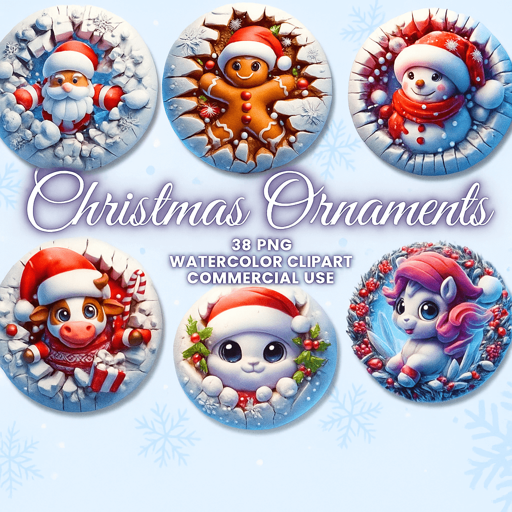 3D Christmas Ornament PNG Bundle