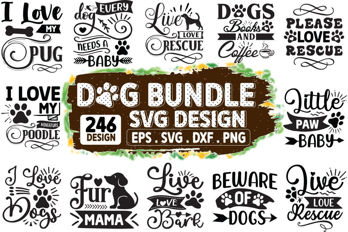 Dog SVG Mega Bundle – 246 Premium Graphics for Cricut, Silhouette, Hom ...