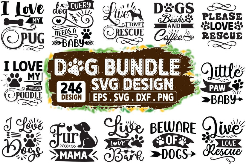 Dog SVG Mega Bundle – 246 Premium Graphics for Cricut, Silhouette, Hom ...