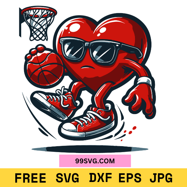 Funny Heart Dunking Basketball SVG Perfect for Cricut & Silhouette - 99SVG