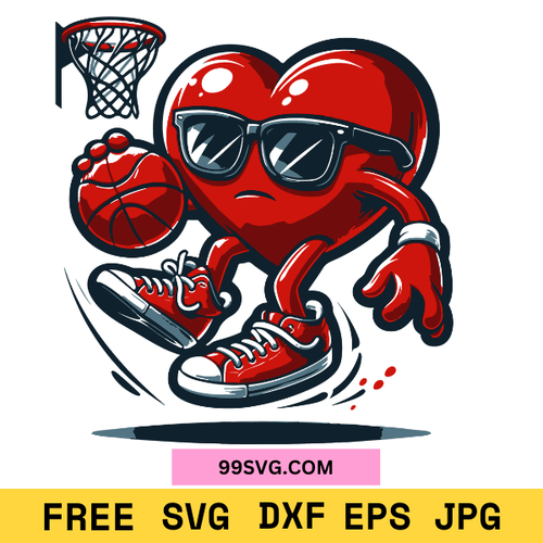Funny Heart Dunking Basketball SVG Perfect for Cricut & Silhouette