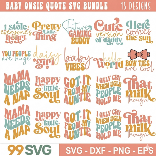 Baby Onesie Quote SVG Bundle for cricut