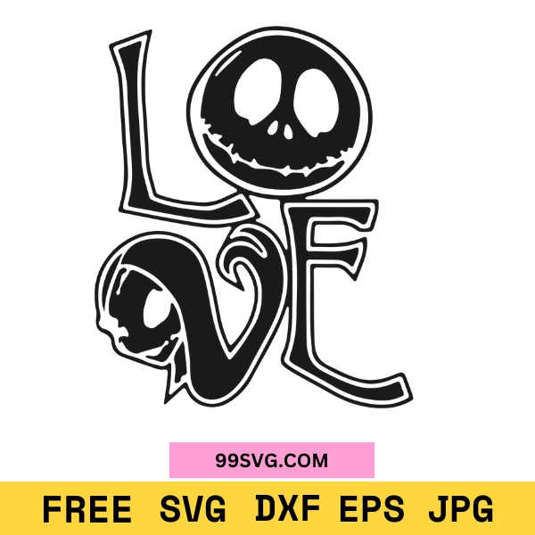 Love Jack Skellington SVG  Halloween & Valentine's Day SVG, Free SVG for Cricut - 99SVG