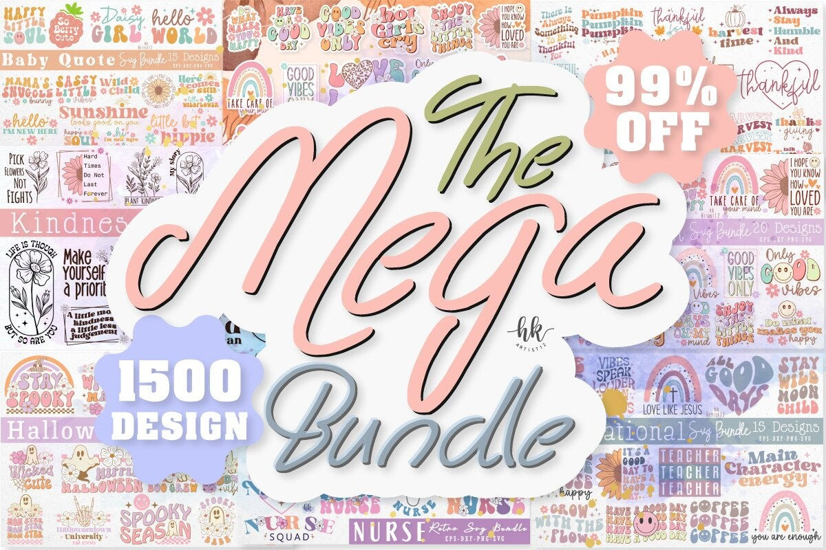 The Mega Craft Bundle – 1500 SVG, PNG, EPS, DXF Designs for Craft Projects