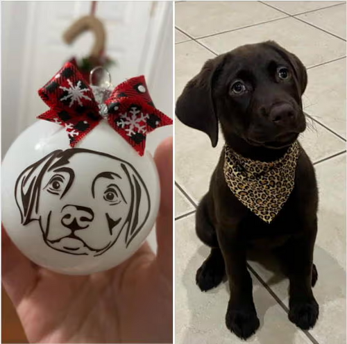 Custom dog ornament made with library SVG files