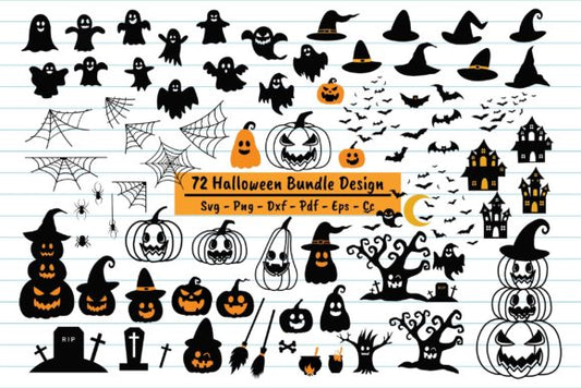 72 Halloween Bundle – SVG, PNG, PDF for Halloween Crafts