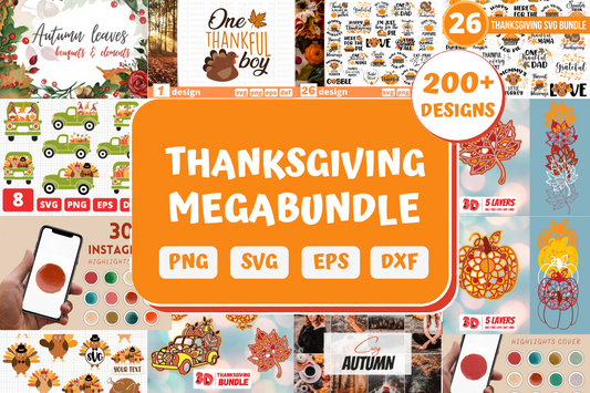 Thanksgiving SVG Bundle – 100+ Fall Designs for T-Shirts, Mugs